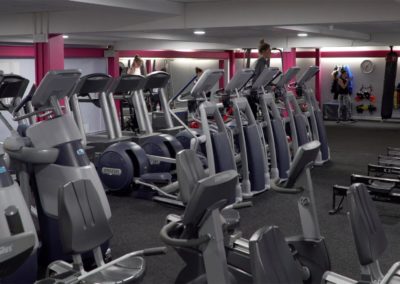 the cardio section at the gym showing treadmills, rowers, sitting bikes and crosstrainers